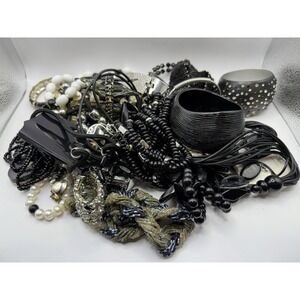 3+ LBS Black Craft Junk Drawer Scrap Jewelry Lot Harvest Repurpose Salvage